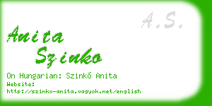 anita szinko business card